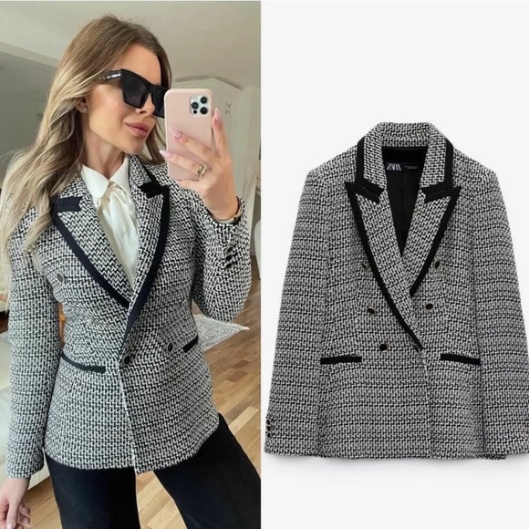 NWT ZARA Double Breasted Blazer Balmain Style L Blogger’s Favorite - Picture 3 of 9